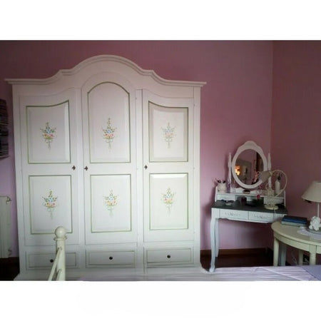 Armadio classico 3 porte bianco filo verde legno 185X62X220 (598)