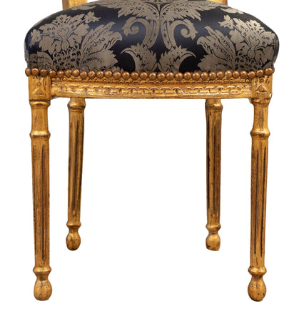 Biscottini Biscottini Sedia Poltrona Luigi XVI Legno Faggio Intagliato Patina Foglia Oro