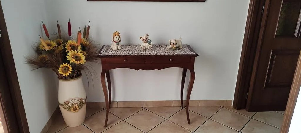 MOBILI 2G - CONSOLLE CON SPECCHIO IN LEGNO TINTA NOCE ARTE POVERA (537+538)