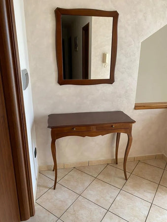 MOBILI 2G - CONSOLLE CON SPECCHIO IN LEGNO TINTA NOCE ARTE POVERA (537+538)