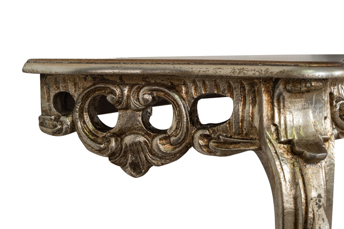 Biscottini Biscottini Consolle in Legno Foglia Argento Anticato 87x34x79 Made in Italy