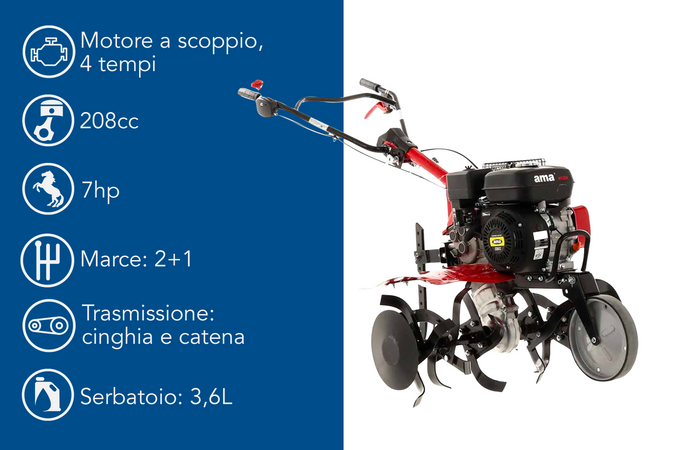 Motozappa Ama MTZ80 da 208cc 7hp