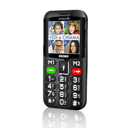 BRONDI AMICO CHIC (NERO) - TELEFONO CELLULARE PER ANZIANI - TASTO SOS - CONTROLLO REMOTO