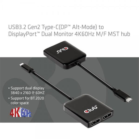 CLUB3D CSV-1555 cavo e adattatore video 1,5 m USB tipo-C 2 x DisplayPort Nero (Club 3D videoadapter - 20 cm)