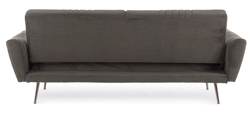 Divano letto in velluto verde 3 posti "Johnny " con piedi e struttura ottone 210 cm