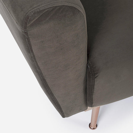 Divano letto in velluto verde 3 posti "Johnny " con piedi e struttura ottone 210 cm