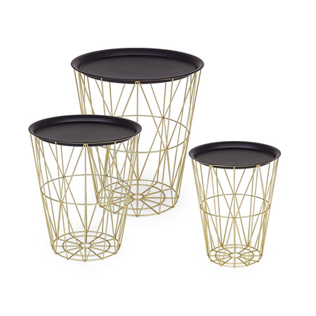 Set di 3 tavolini "Atom" rotondo per esterno e giardino in metallo moderni