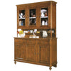 MOBILI 2G - CRISTALLIERA ARTE POVERA LEGNO MASSELLO 3 PORTE 3 CASSETTI TINTA NOCE 160x50x221 (6009+6010)