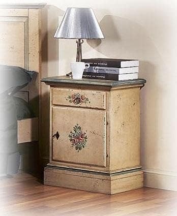 MOBILI 2G -  Comodino arte povera 1 cassetto 1 porta legno shabby avorio 50x38x65 (1430)