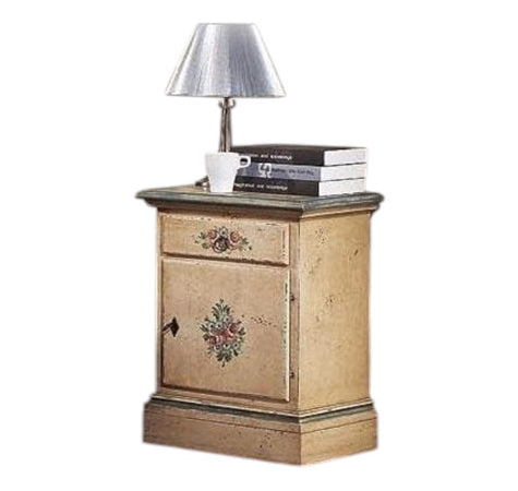 MOBILI 2G -  Comodino arte povera 1 cassetto 1 porta legno shabby avorio 50x38x65 (1430)