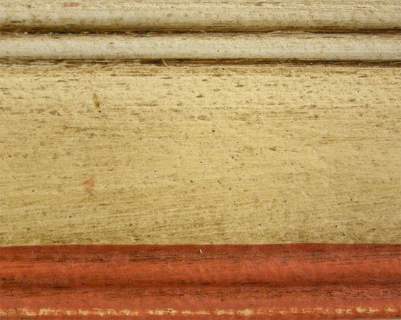 MOBILI 2G -  Cassettiera arte povera 5 cassetti legno shabby avorio rosso 116x51x101 (1422)