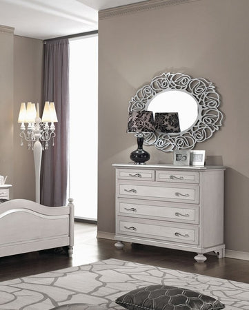 MOBILI 2G -  Cassettiera arte povera 5 cassetti legno shabby tortora grigio 116x51x101 (1475)