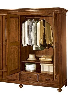 MOBILI 2G - ARMADIO CLASSICO 2 PORTE 2 CASSETTI LEGNO SHABBY TORTORA GRIGIO 135x63X203 (1465)