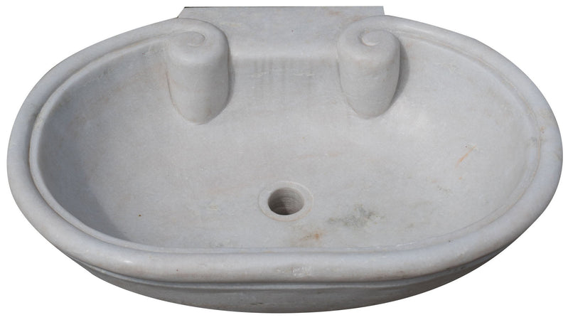 Biscottini Lavandino in marmo bianco L62xPR46xH18 cm Vasca realizzata completamente