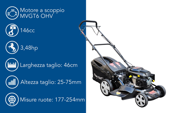 Rasaerba a trazione Ama Playcut LT 465H da 146cc funzioni 4in1