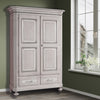 MOBILI 2G - ARMADIO CLASSICO 2 PORTE 2 CASSETTI LEGNO SHABBY TORTORA GRIGIO 135x63X203 (1465)