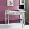 MOBILI 2G - Scrivania arte povera 2 cassetti shabby grigio tortora 105x55x80 (1466)