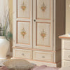 MOBILI 2G - ARMADIO IN LEGNO SHABBY BIANCO CON DECORI ROSA 122X60X200 (1320)
