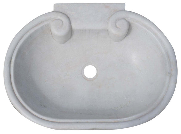 Biscottini Lavandino in marmo bianco L62xPR46xH18 cm Vasca realizzata completamente