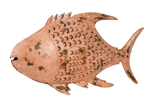 Biscottini Biscottini Lanterna Pesce Ferro Battuto Dipinto Mano Anticato 95x20x50 Scultura