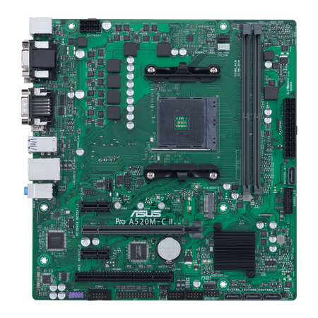 ASUS Pro A520M-C II/CSM - scheda madre - micro ATX - Socket AM4 - chipset AMD A520 - USB 3.2 Gen 1 - Gigabit LAN - grafica integrata (CPU richiesta)