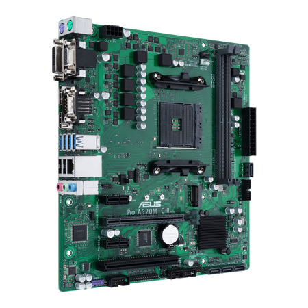 ASUS Pro A520M-C II/CSM - scheda madre - micro ATX - Socket AM4 - chipset AMD A520 - USB 3.2 Gen 1 - Gigabit LAN - grafica integrata (CPU richiesta)