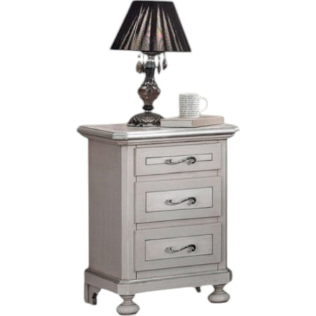 MOBILI 2G -  Comodino arte povera 3 cassetti legno shabby tortora grigio 50x38x66 (1476)
