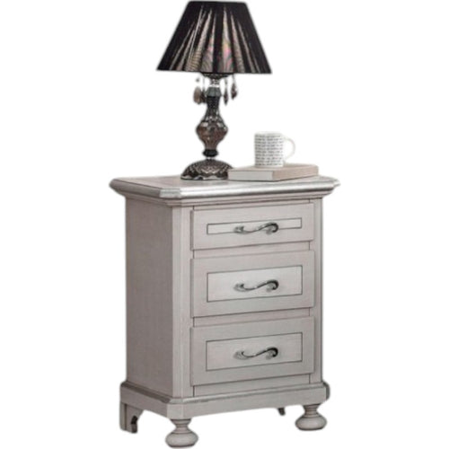 MOBILI 2G -  Comodino arte povera 3 cassetti legno shabby tortora grigio 50x38x66 (1476)