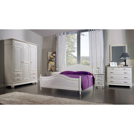 MOBILI 2G -  Comodino 3 cassetti legno shabby bianco spazzolato 50x38x66 (2215)