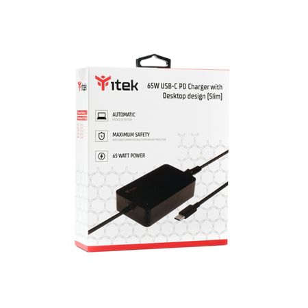 ITEK ALIMENTATORE UNIVERSALE PER DISPOSITIVI USB-C - 65W, SILM DESIGN