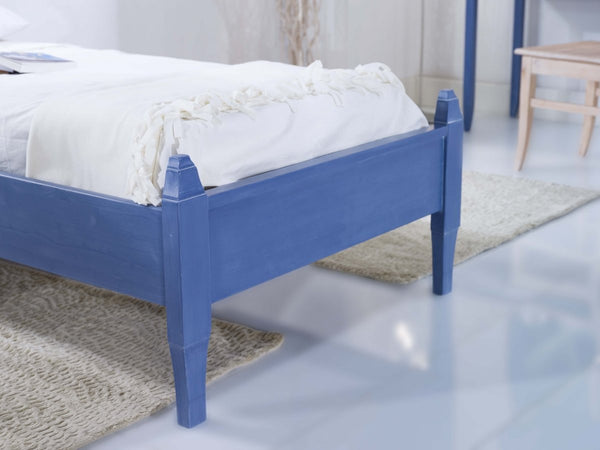 LETTO SINGOLO ARTE POVERA BLU E MIELE LEGNO 103x210x106 (2231)