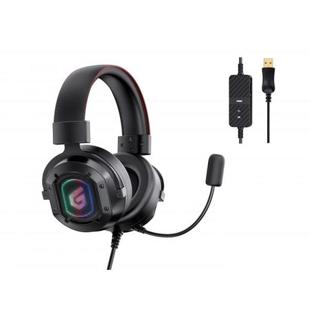 Cuffie Stereo Gaming con Microfono Conceptronic ATHAN02B 7.1 - Multimediale regolabile con microfono - Usb - Rgb Led - Nero