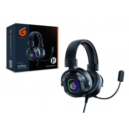 Cuffie Stereo Gaming con Microfono Conceptronic ATHAN02B 7.1 - Multimediale regolabile con microfono - Usb - Rgb Led - Nero