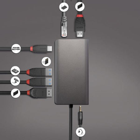 LINDY DST-MINI XT, MINI DOCKING STATION PER LAPTOPUSB-C CON SUPPORTO 4K SU SINGOLO DISPLAY O FHD SU