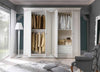 MOBILI 2G - ARMADIO IN LEGNO CLASSICO 4 ANTE SHABBY BIANCO 300X68X255