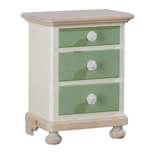 MOBILI 2G -  Comodino arte povera 3 cassetti legno shabby verde miele 50x38x65 (2213)