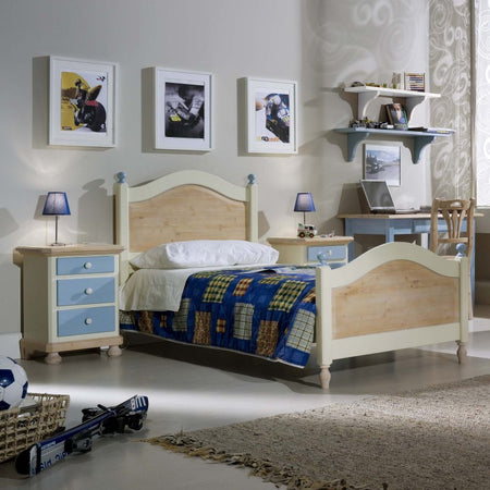MOBILI 2G -  Comodino arte povera 3 cassetti legno shabby azzurro miele 50x38x65 (2211)