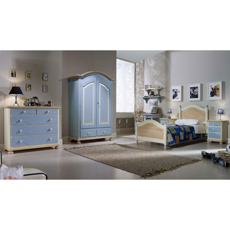 MOBILI 2G -  Comodino arte povera 3 cassetti legno shabby azzurro miele 50x38x65 (2211)