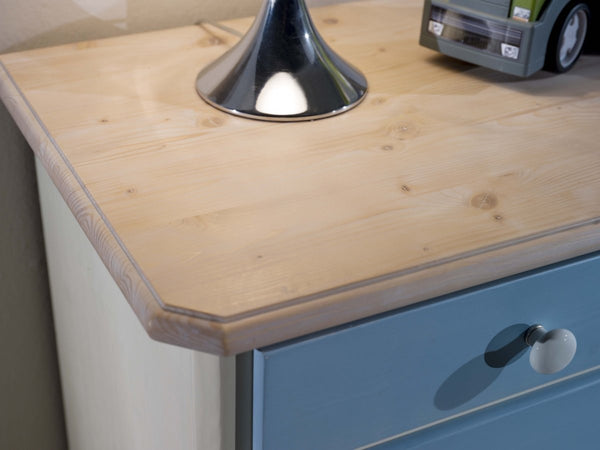 MOBILI 2G -  Comodino arte povera 3 cassetti legno shabby azzurro miele 50x38x65 (2211)