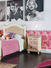 MOBILI 2G -  Comodino arte povera 3 cassetti legno shabby rosa miele 50x38x65 (2209)