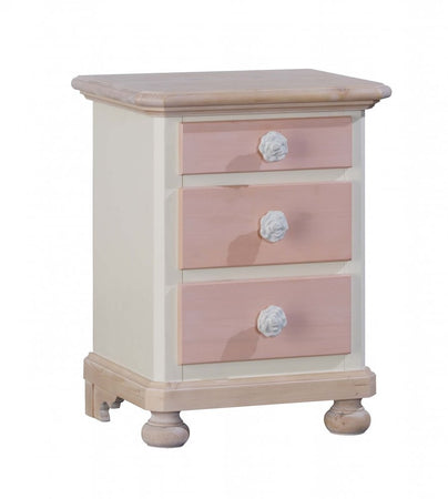 MOBILI 2G -  Comodino arte povera 3 cassetti legno shabby rosa miele 50x38x65 (2209)