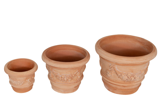 Biscottini Biscottini Set 3 Vasi Terracotta Fatti a Mano Antigelivo Made Italy 40x30