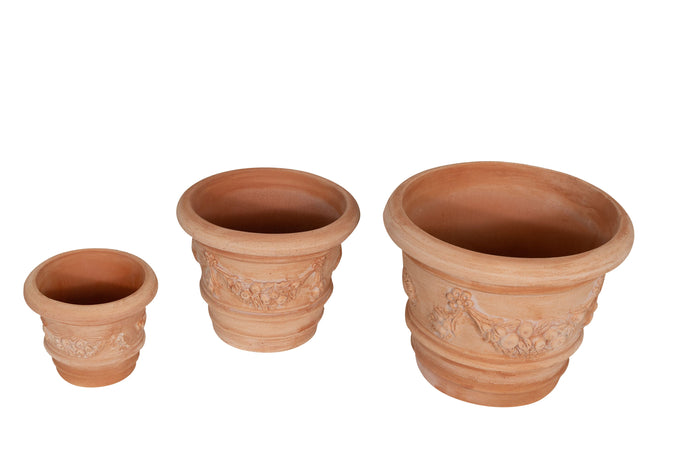 Biscottini Biscottini Set 3 Vasi Terracotta Fatti a Mano Antigelivo Made Italy 40x30