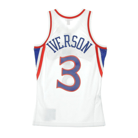 MITCHELL &amp; NESS Canotta Basket Uomo Nba Swingman Jersey Hardwood Classics No 3 Allen Iverson 1996-97 Phi76e Home Original Team Colors da uomo