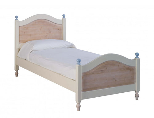 MOBILI 2G - LETTO SINGOLO ARTE POVERA LEGNO SHABBY AZZURRO E MIELE 98x212x111 (2229)