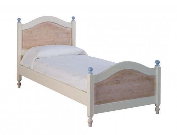 MOBILI 2G - LETTO SINGOLO ARTE POVERA LEGNO SHABBY AZZURRO E MIELE 98x212x111 (2229)