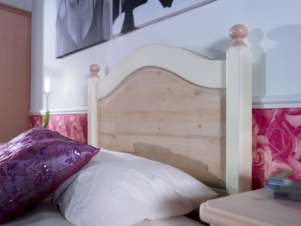 MOBILI 2G - LETTO SINGOLO ARTE POVERA LEGNO SHABBY ROSA E MIELE 98x212x111 (2228)