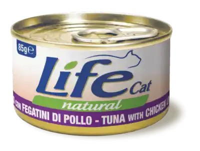 Life Cat Natural Scatoletta Tonno con Fegatini di Pollo per Gatti 85gr