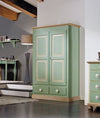 MOBILI 2G - CAMERETTA DA LETTO COMPLETA LEGNO MASSELLO SHABBY VERDE MIELE