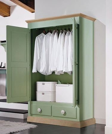 MOBILI 2G - CAMERETTA DA LETTO COMPLETA LEGNO MASSELLO SHABBY VERDE MIELE